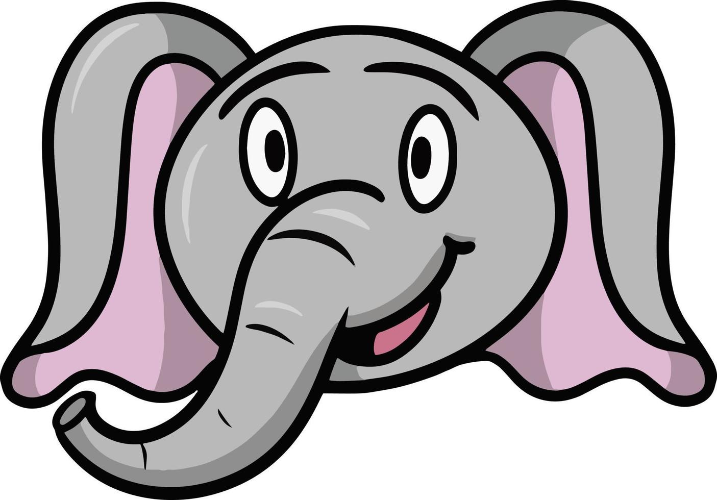 engraçado e fofo elefante sorrindo, emoções de elefante de desenho animado, ilustração vetorial em fundo branco vetor