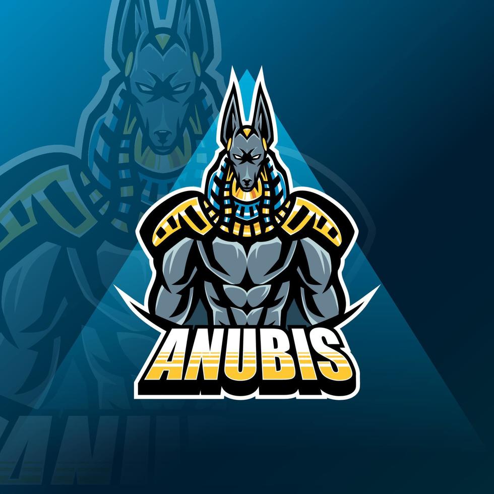 design do logotipo do mascote anubis esport vetor