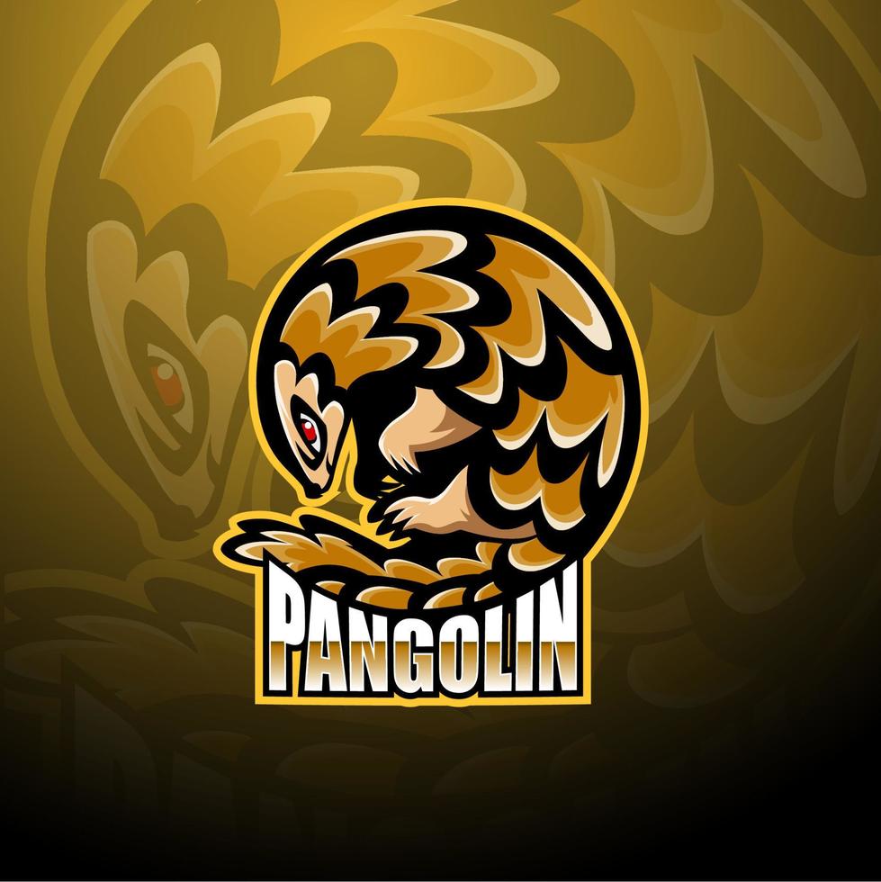 design de logotipo de mascote esport pangolin vetor