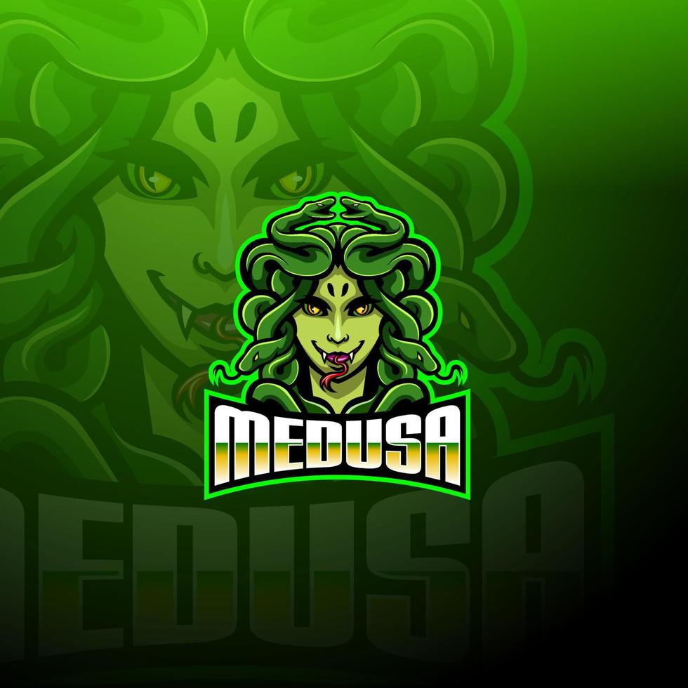 design de logotipo de mascote medusa esport vetor