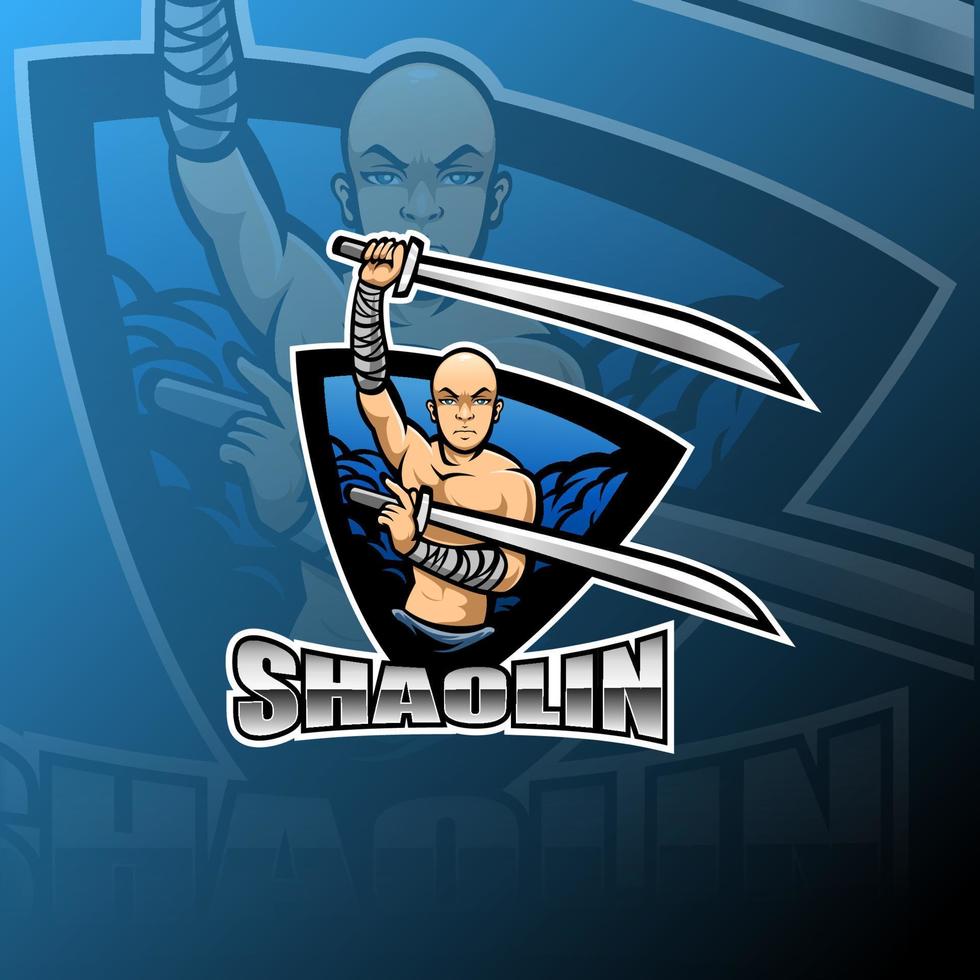 design do logotipo do mascote shaolin esport vetor