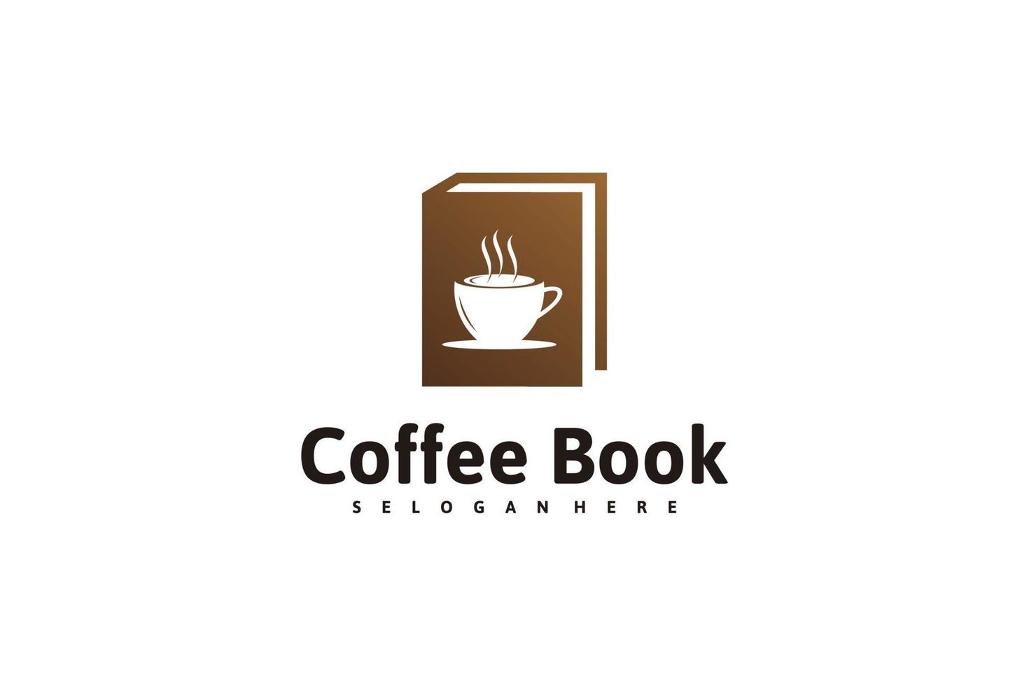 inspiração de design de logotipo de livro com design de logotipo de uma xícara de café. vetor