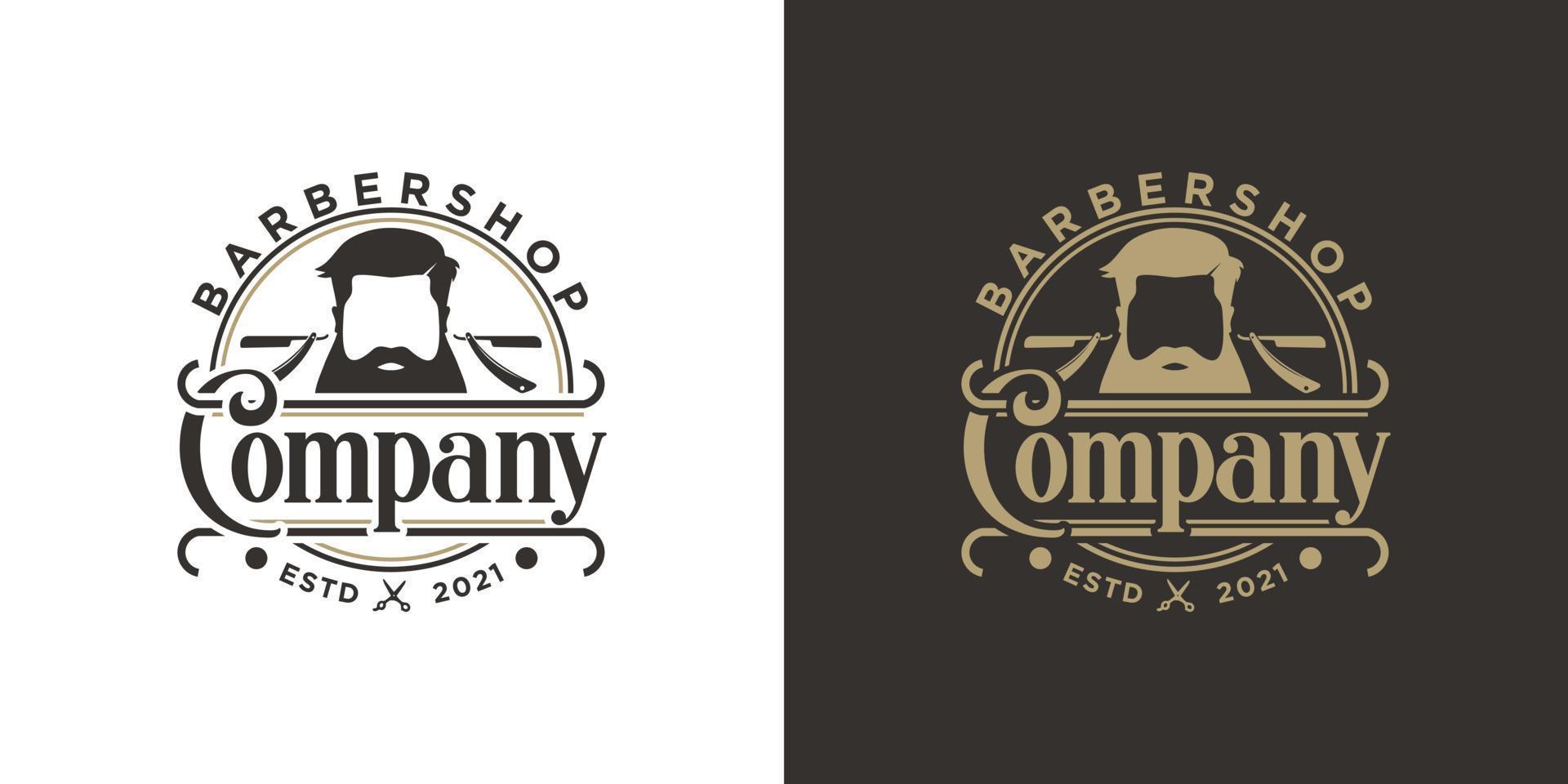 inspiração de logotipo de barbearia vintage vetor