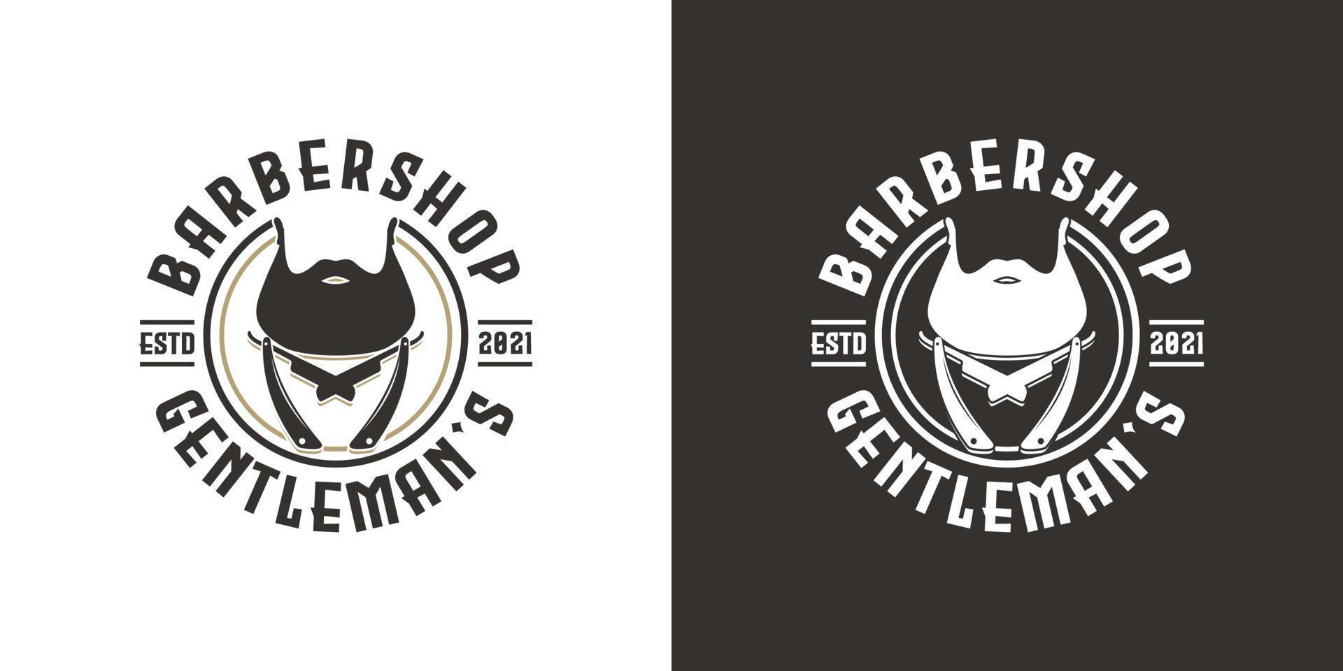 inspiração de logotipo de barbearia vintage vetor