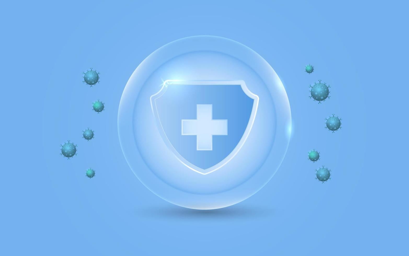 escudo de proteção contra vírus com cor azul vetor