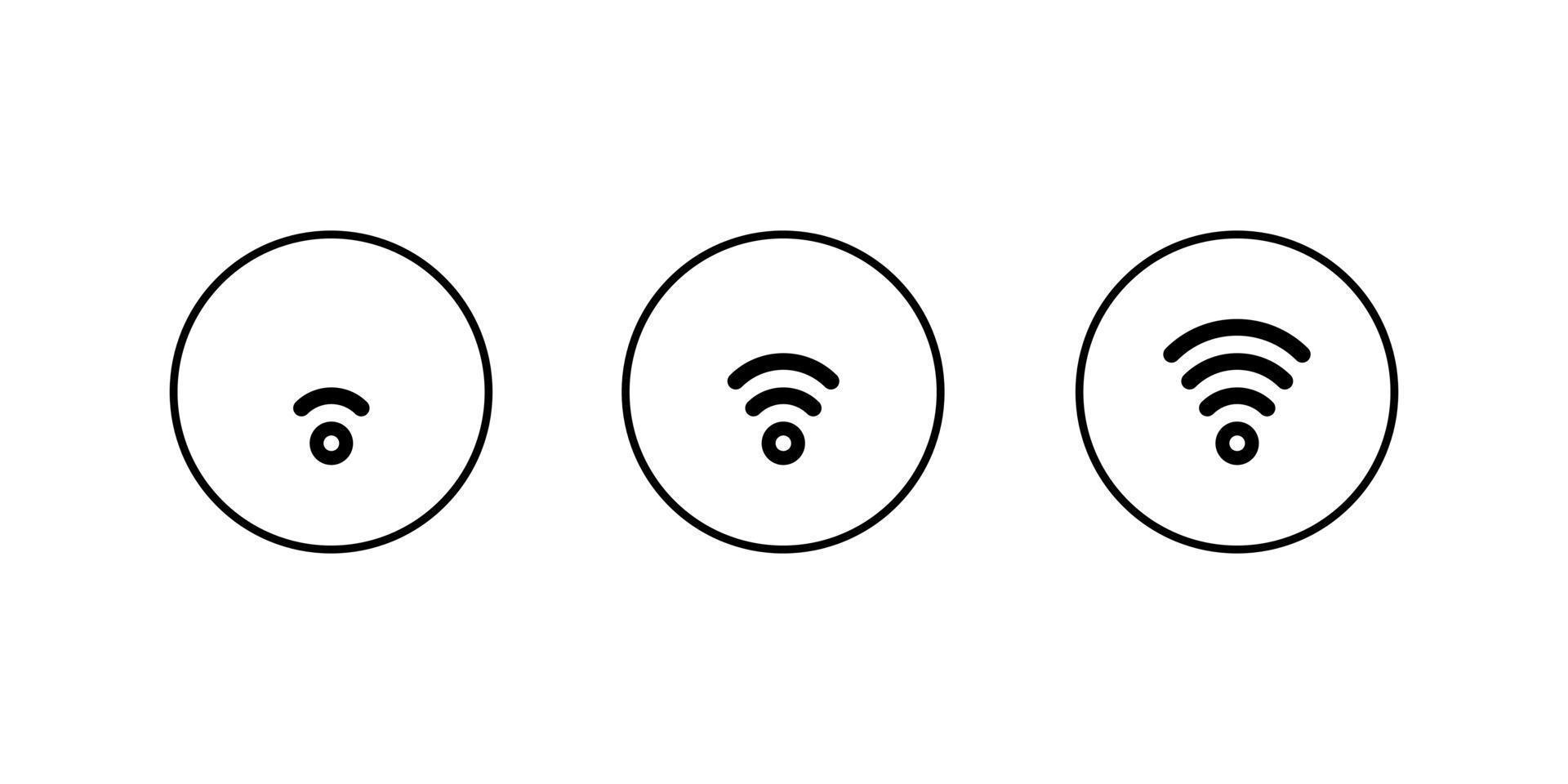 sinal wifi, vetor de ícone de rede de fidelidade sem fio no botão de linha de círculo