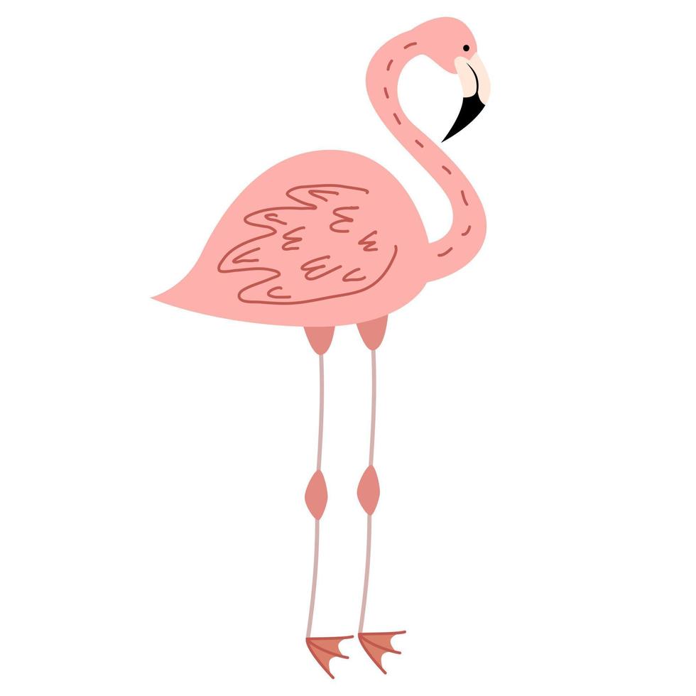 ilustração vetorial de flamingo rosa na árvore em estilo simples vetor