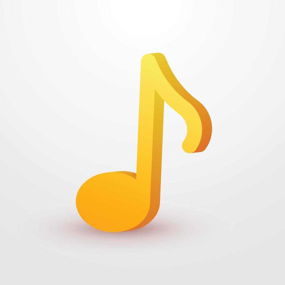 ícone 3d de música de ouro 3d renderização vetor de estilo de desenho animado