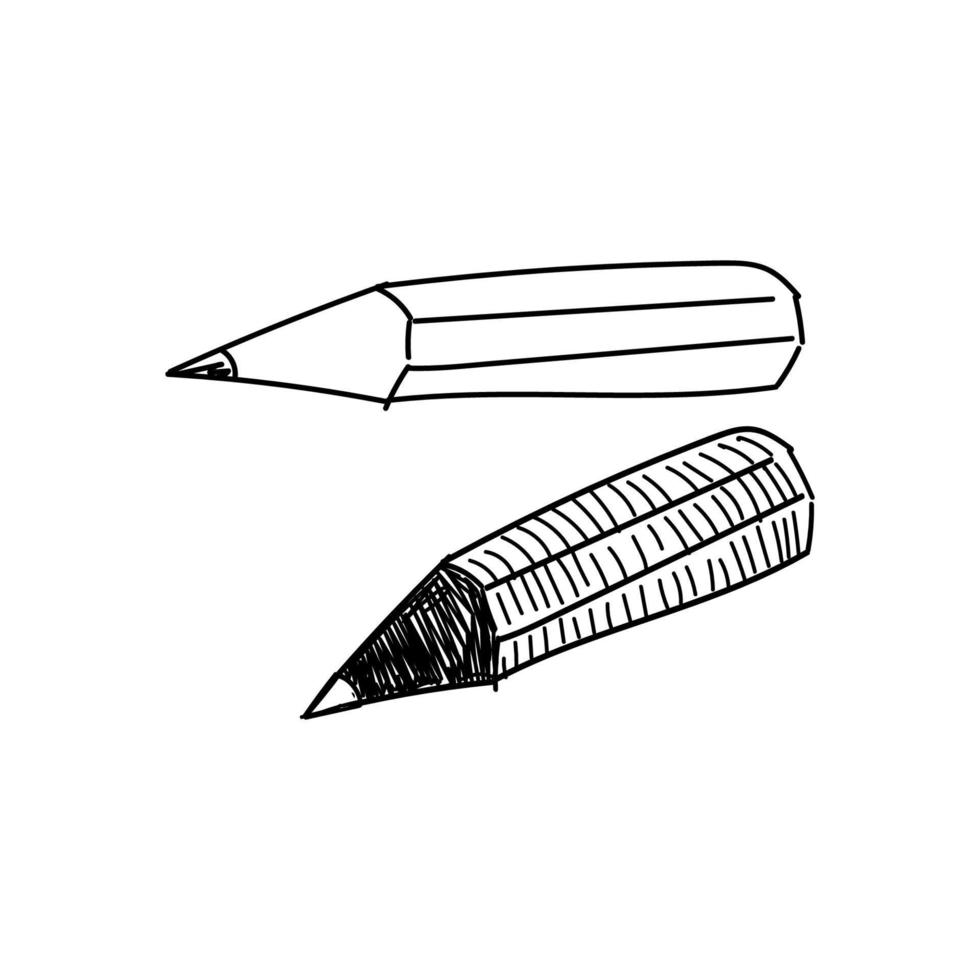 lápis, um doodle desenhado à mão em estilo de desenho. pequenos lápis com madeira diferente para desenho. ilustração vetorial simples vetor