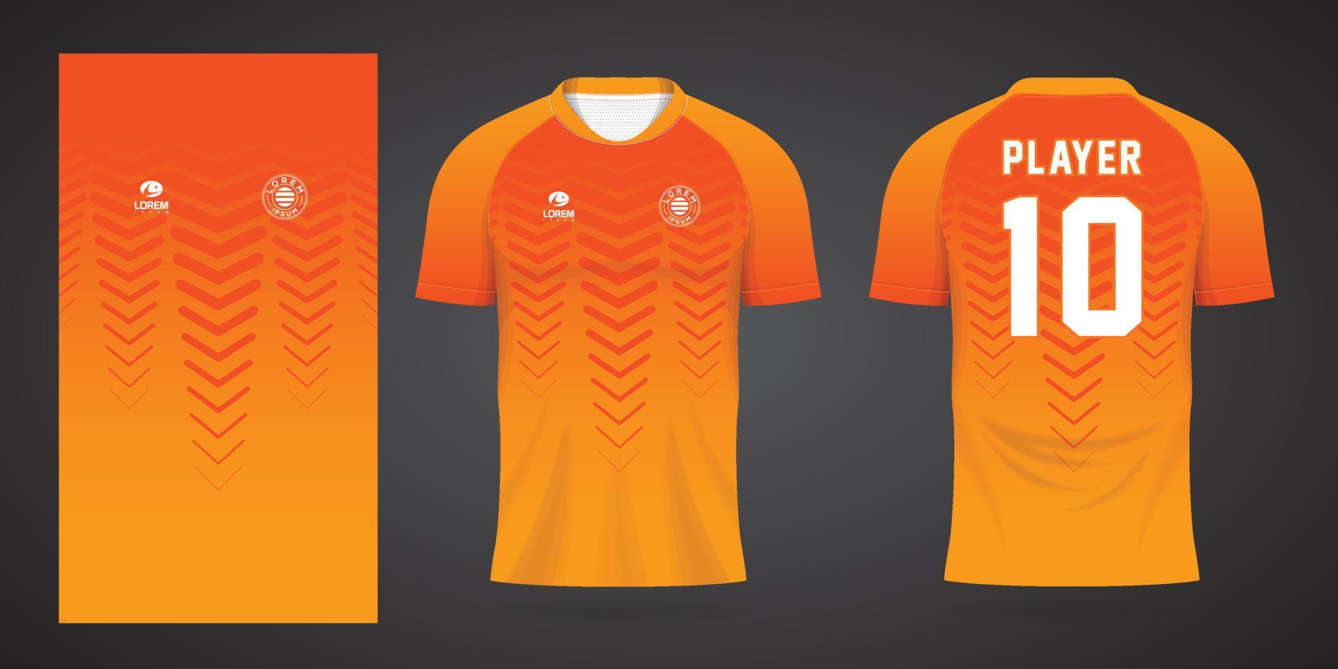 modelo de design de esporte de camisa de futebol laranja vetor