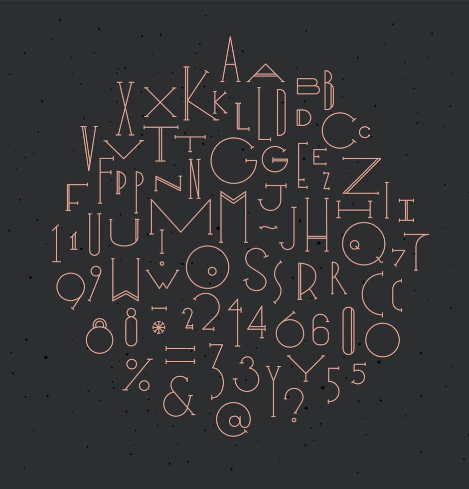 alfabeto art déco desenho em estilo art déco em fundo escuro vetor