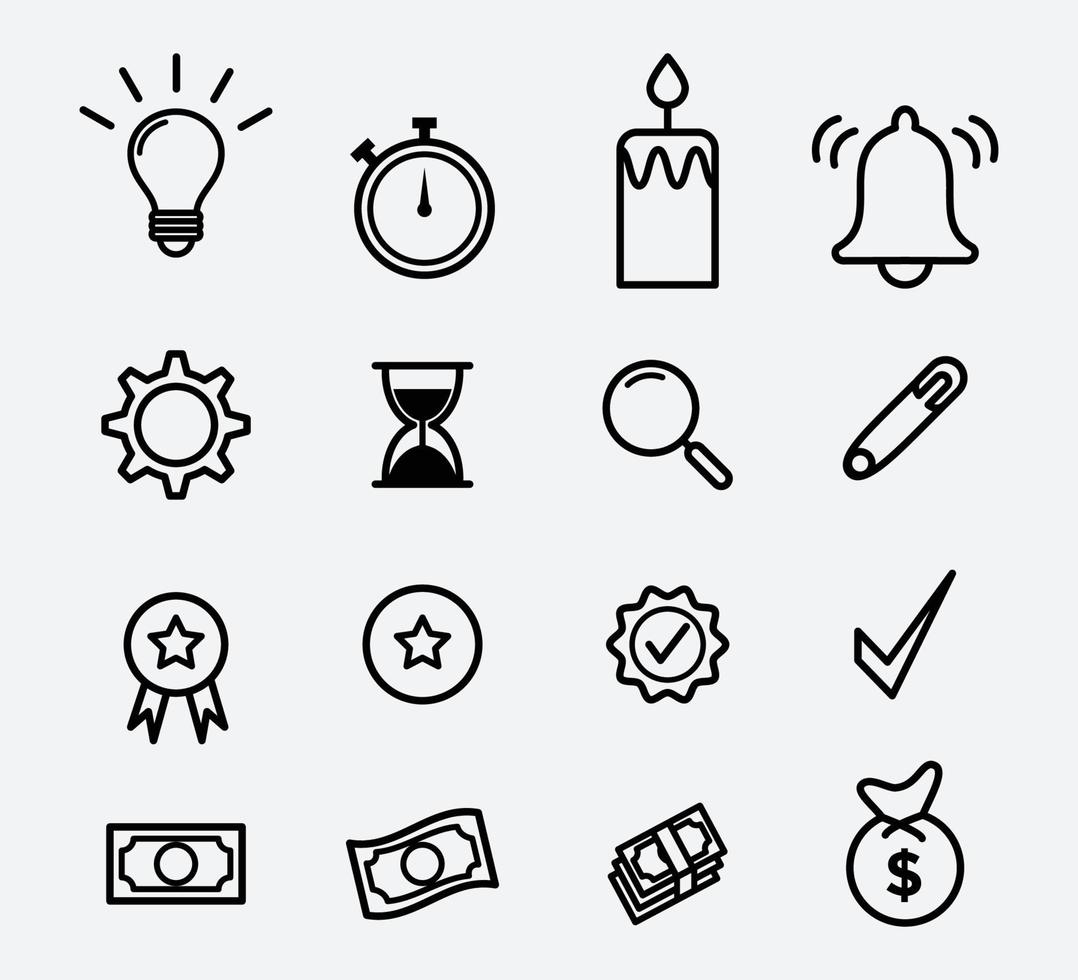 modelo de design de logotipo de vetor de conjunto de ícones de luz e dinheiro