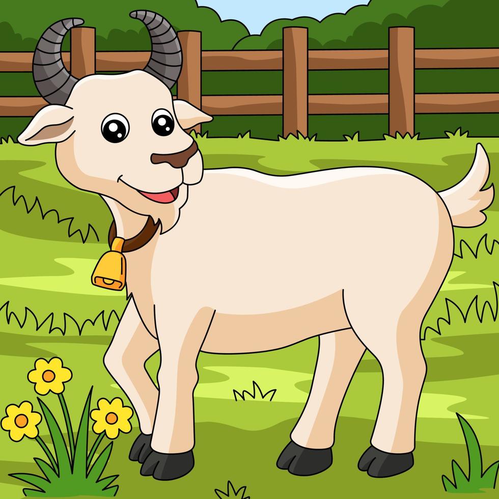 ilustração de fazenda de desenhos animados de cabra colorida vetor
