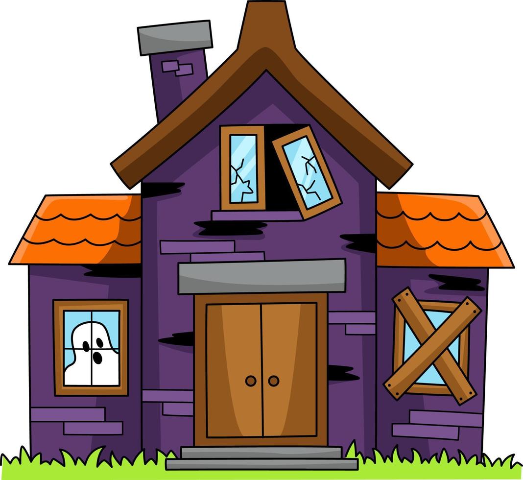 casa assombrada desenhos animados de halloween clipart colorido vetor