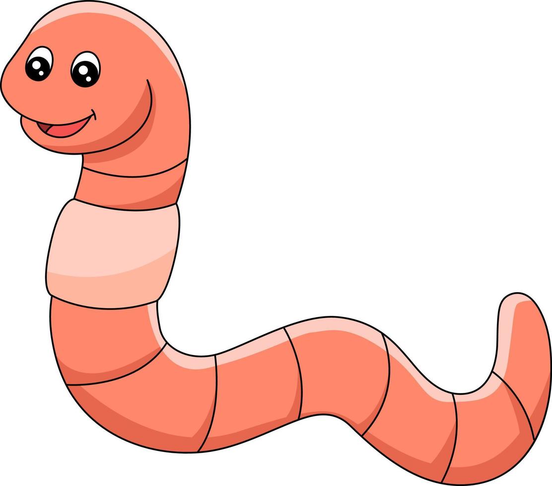 ilustração de clipart colorida de desenho animado de verme vetor