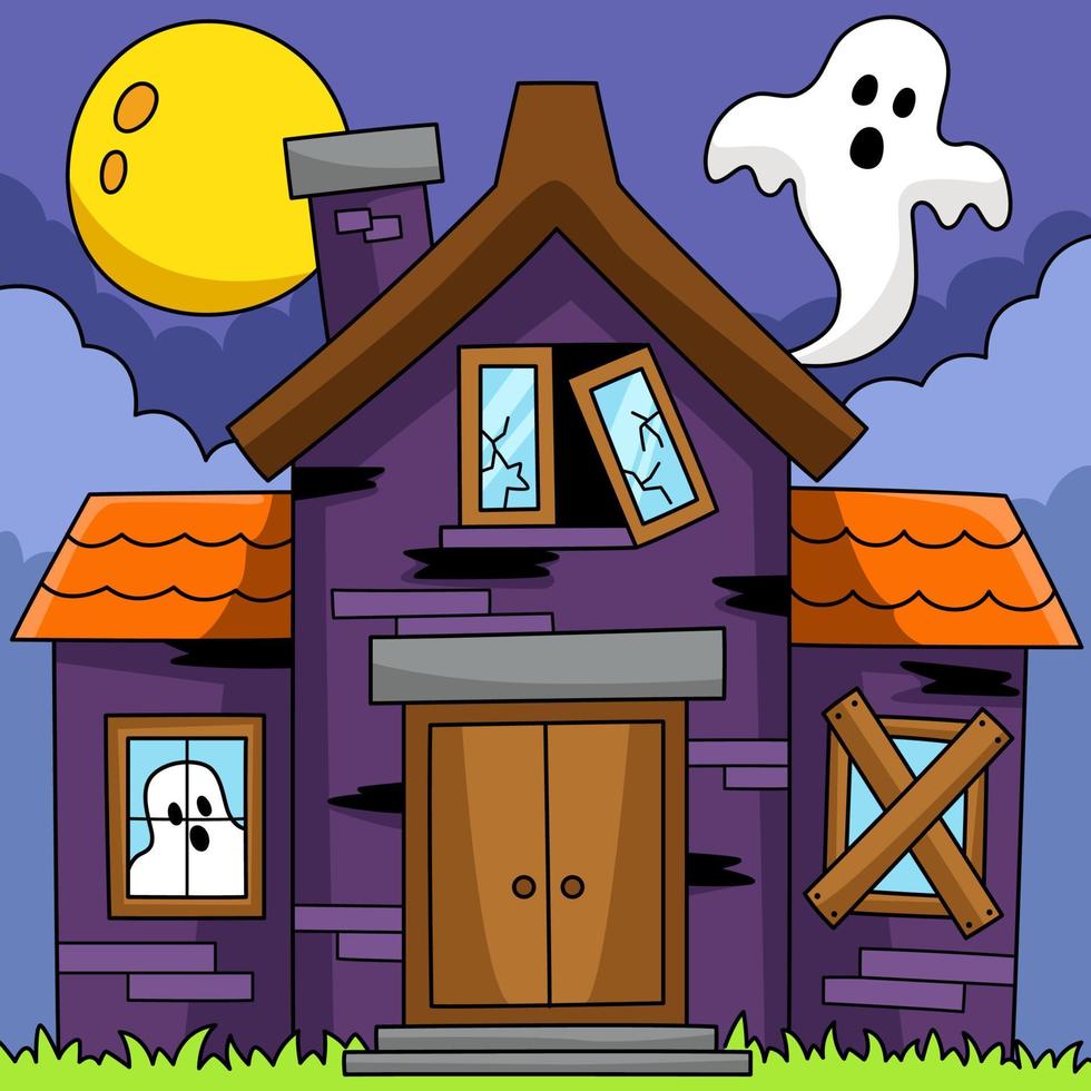 casa assombrada ilustração colorida de halloween vetor
