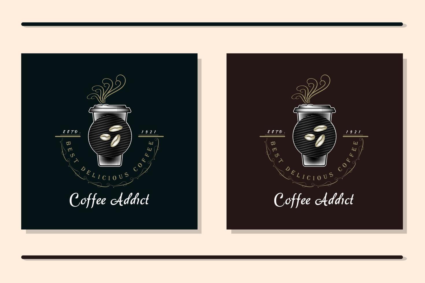 modelo de logotipo de cafeteria, xícara de café abstrata natural com vapor, emblema de cafeteria, logotipo de café vintage vetor