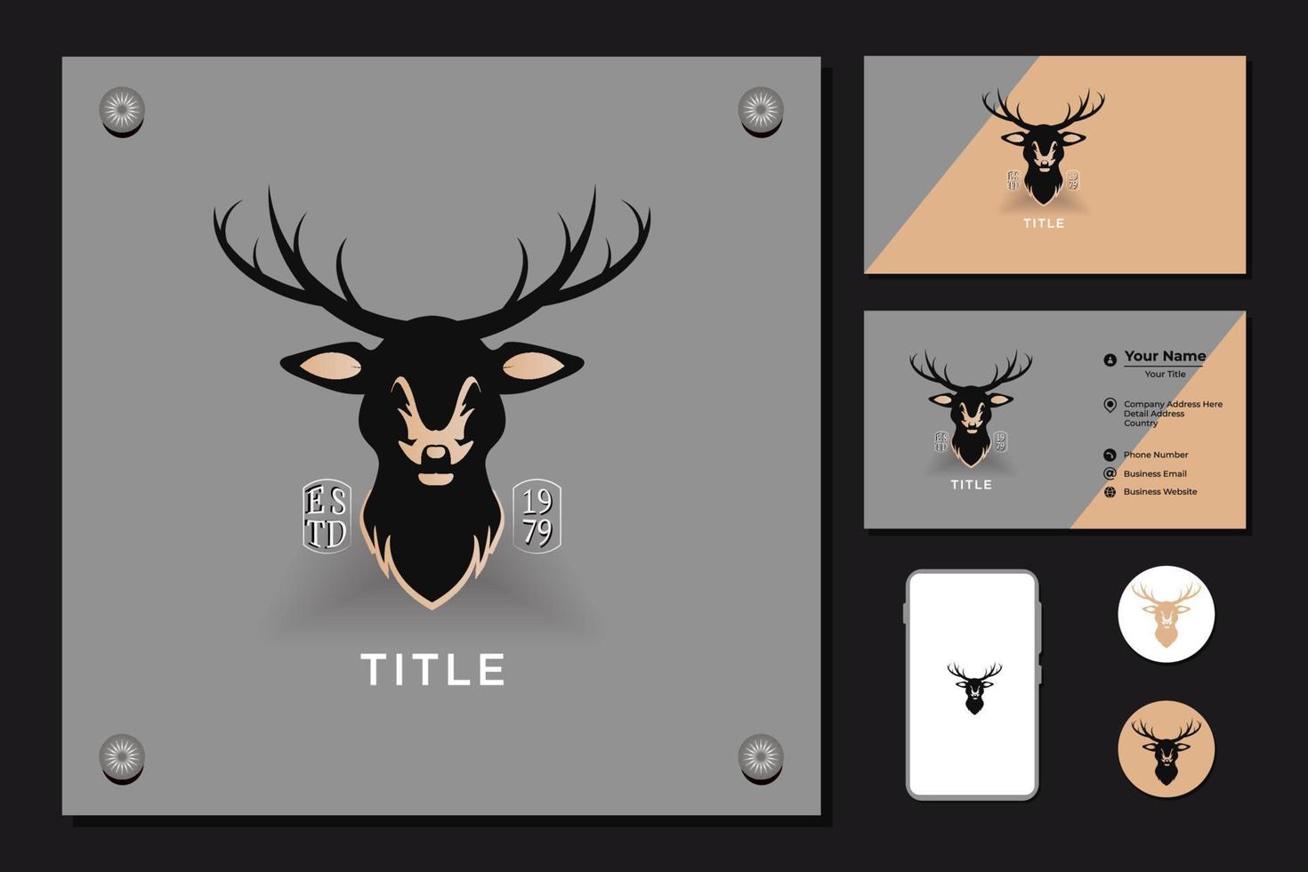 design de modelo de símbolo, crachá e logotipo com tema caçador vetor