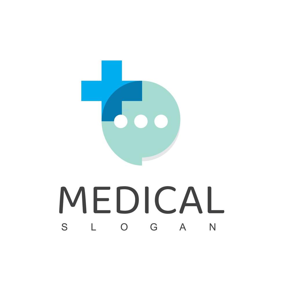 modelo de design de logotipo médico, consultoria de saúde, símbolo de conversa médica vetor