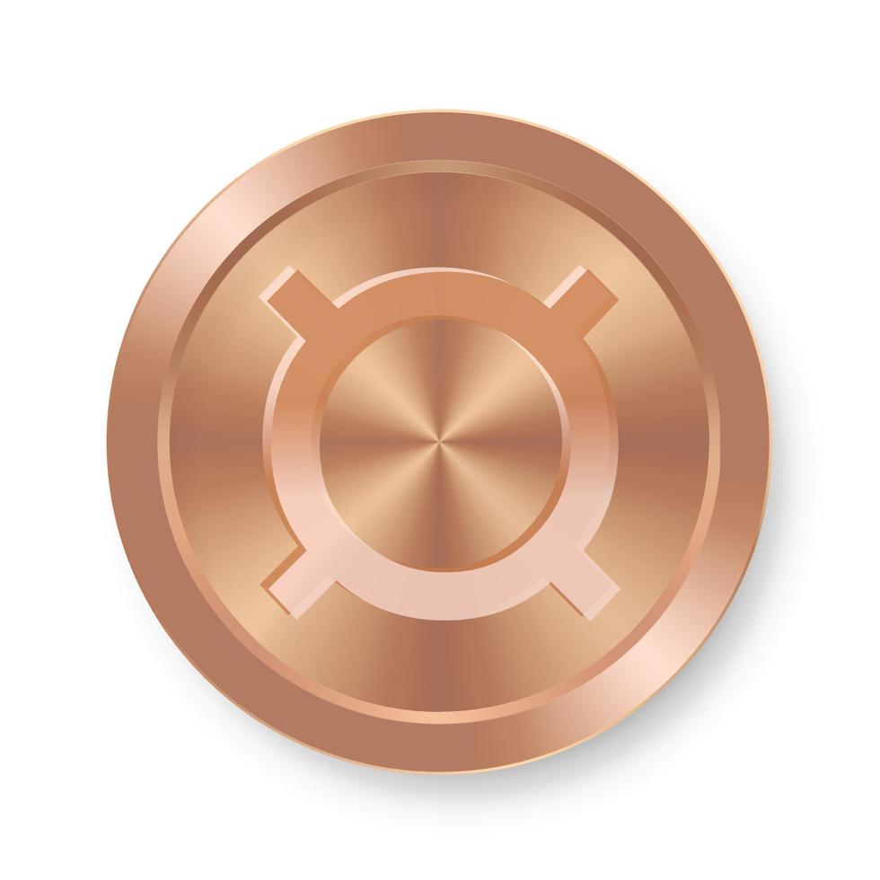moeda de bronze do conceito de símbolo de moeda genérica de moeda na internet vetor