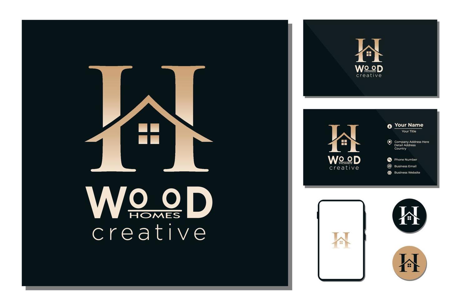 letra h com casa para inspiração de design de logotipo vetor