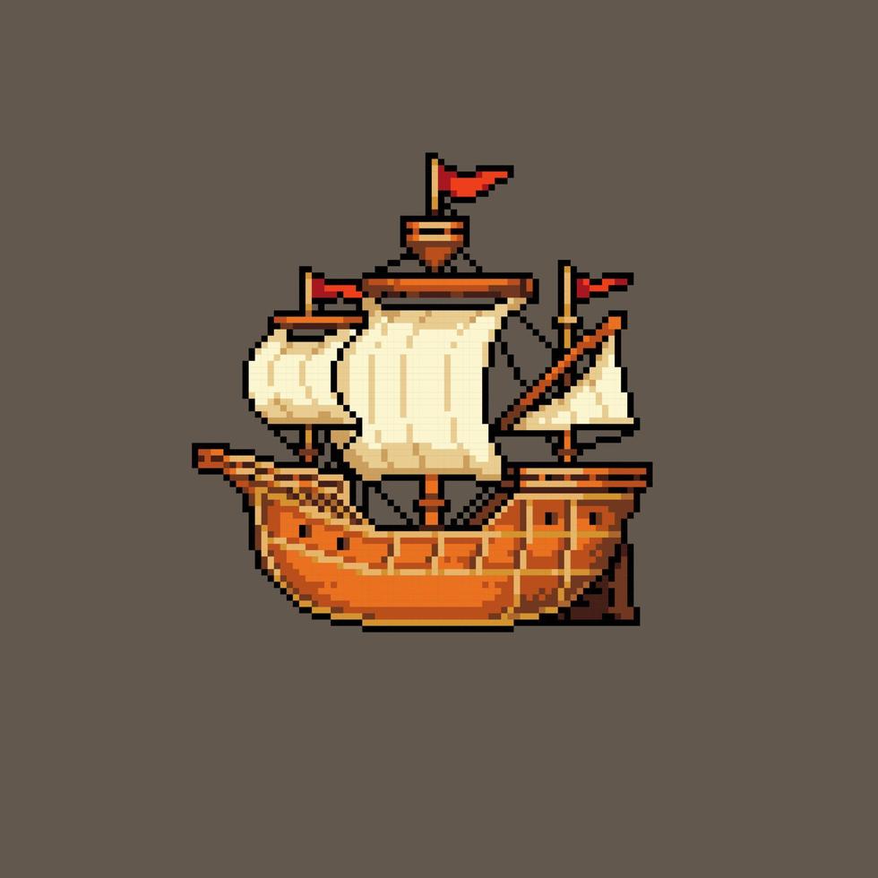 vetor de navio de pixel art