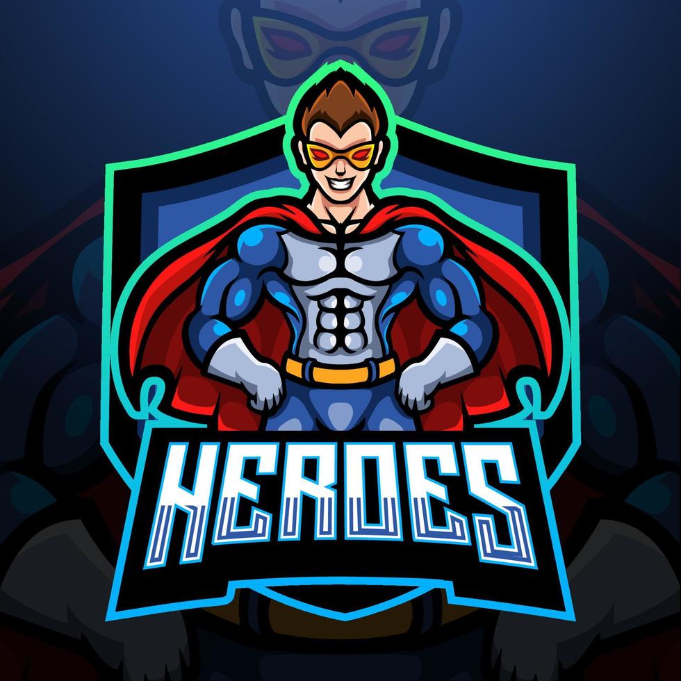 design de mascote do logotipo do super herói esport vetor