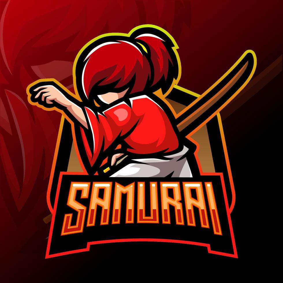 design de mascote de logotipo samurai esport vetor
