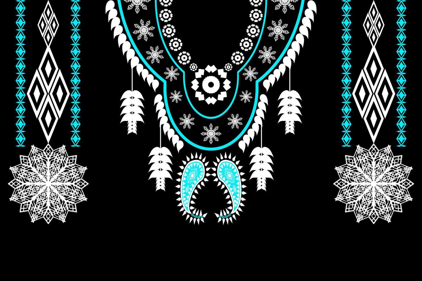 geométrico étnico oriental padrão tradicional .floral colar bordado design para moda women.background, papel de parede, roupas e embrulho. vetor