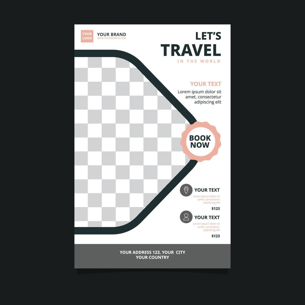 turismo de viagem férias férias folheto folheto hexágono cartaz modelo de design de espaço em branco vetor