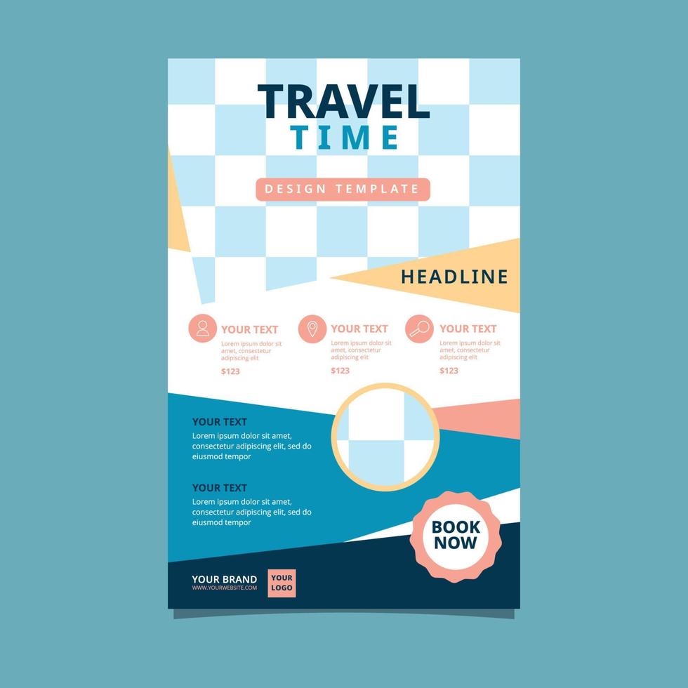 modelo de design de espaço em branco de folheto de folheto de férias de turismo de viagem vetor