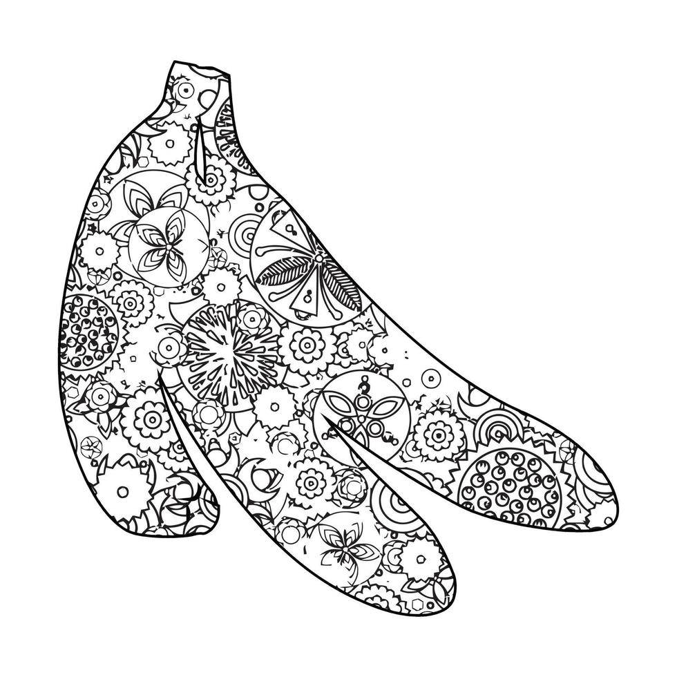 mandala banana para colorir para crianças vetor