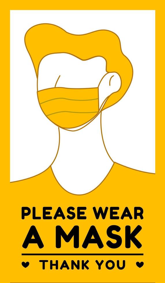 por favor, use um sinal de máscara mask.wear e um vetor de símbolo. coleção de sinais de atenção vetorial. por favor, use máscara, evite covid-19 virus.warning ou cautela sign.new conceito de banner normal para negócios.