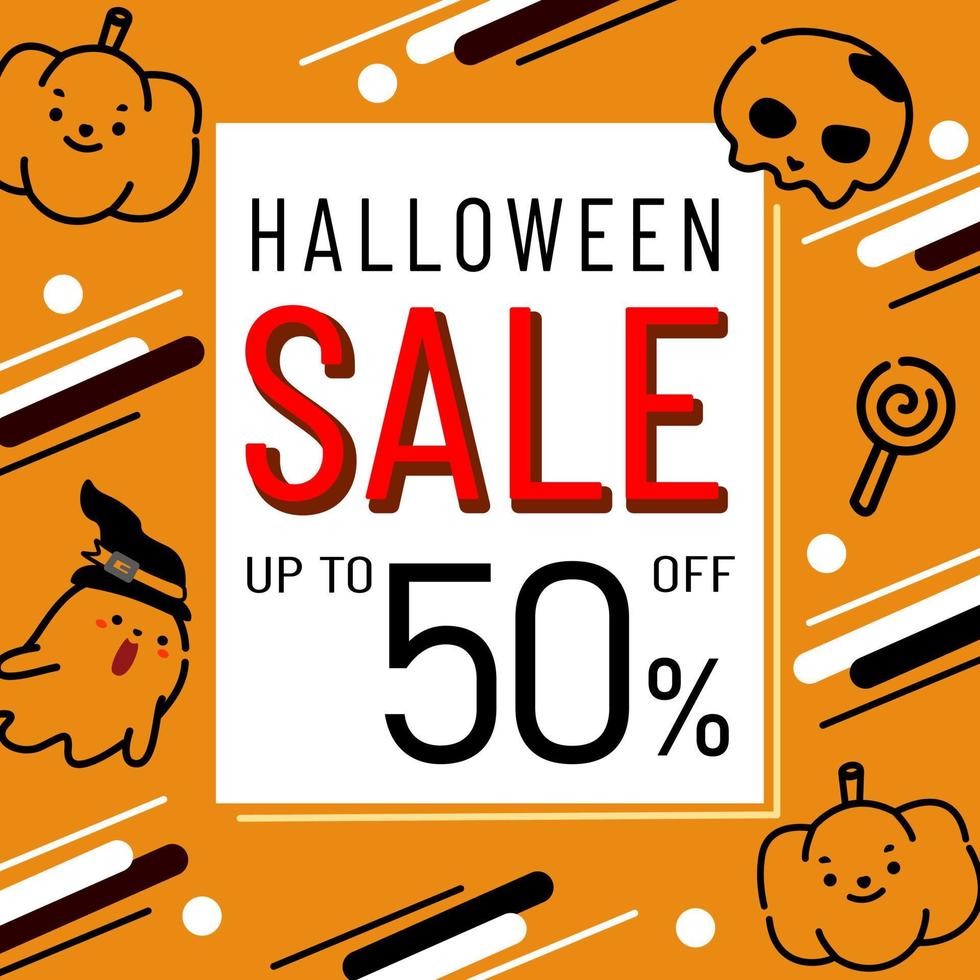 banner de venda de halloween para business.discount promotion.vector illustion doodle style. vetor