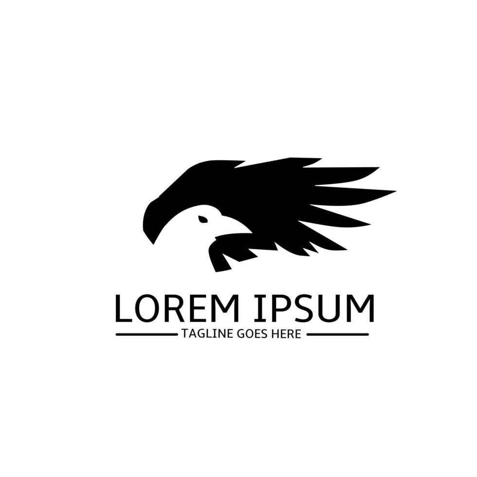 modelo de logotipo corvo com cor de asa preta vetor