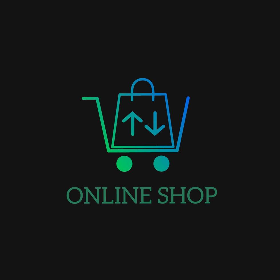 modelo de logotipo ícone sacola de compras e carrinho de compras perfeito para o logotipo da loja online vetor