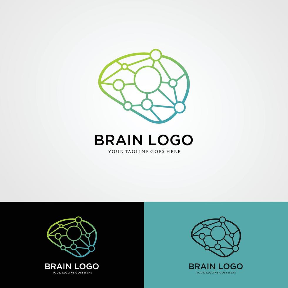 cérebro inteligência artificial logotipo desain vektor template gaya linear. teknologi ai konsep brainstorm logotype. vetor