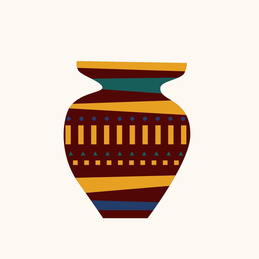 étnico barro terracota vaso de fundo. símbolo de vaso africano isolado para folheto de agência de turismo de design, publicidade de loja de souvenirs, impressão de camiseta de festival étnico africano etc. vetor
