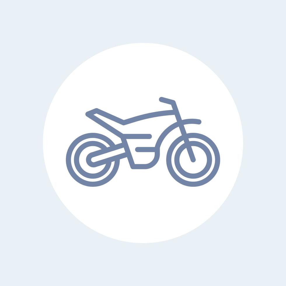 bicicleta offroad, ícone de linha de motocicleta, pictograma de bicicleta de motocross, sinal isolado em branco, ilustração vetorial vetor