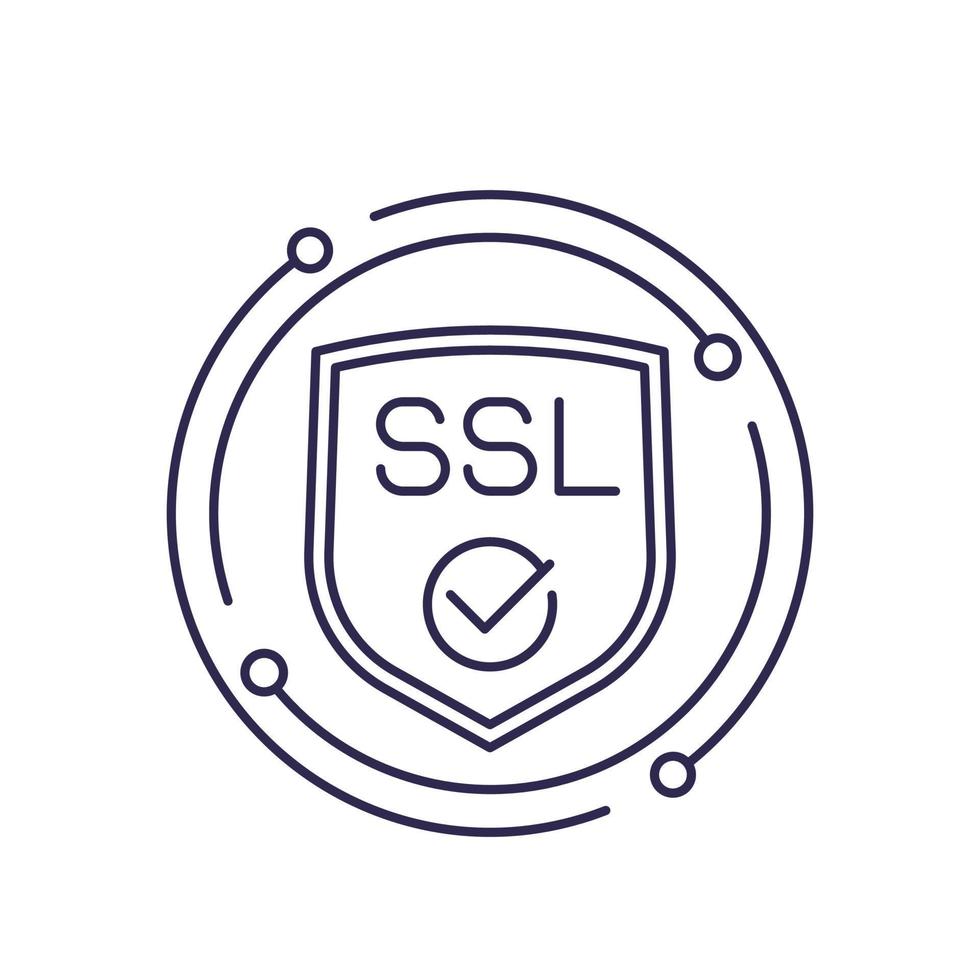 SSL seguro, ícone de linha de site seguro vetor