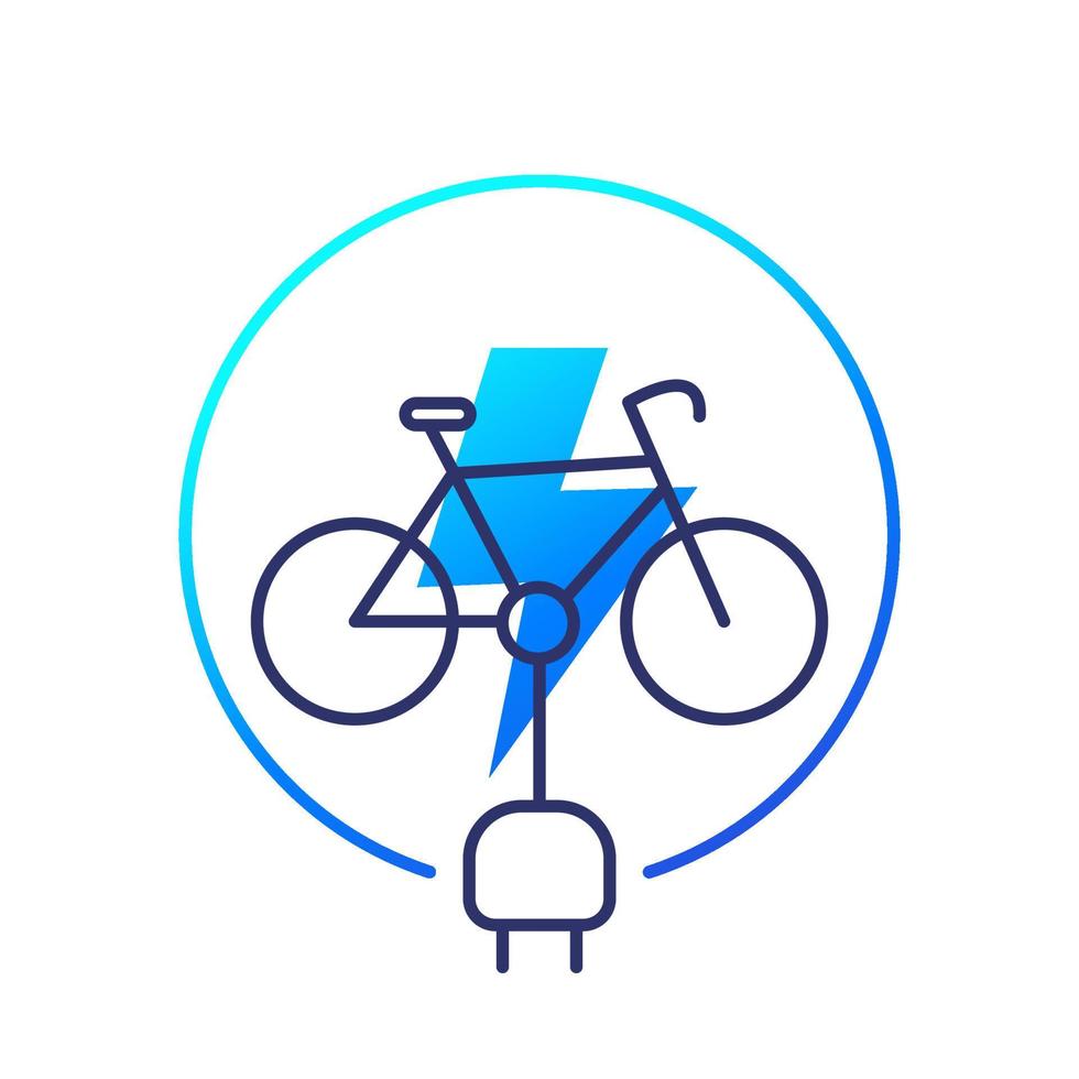 ícone de bicicleta elétrica em branco, design linear vetor