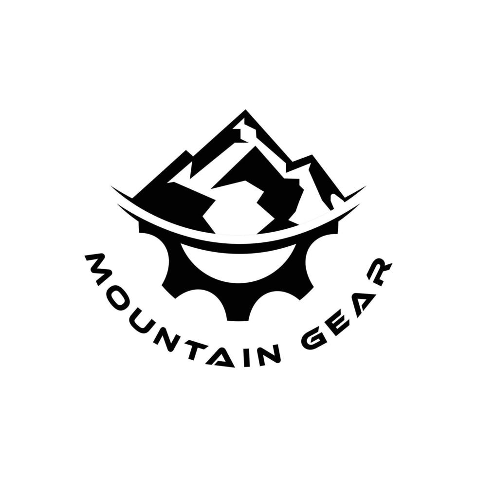 para ideias de logotipo de mineração, use um mecanismo de montanha. design de uma montanha com engrenagens, logotipo para uma empresa de ciclismo, logotipo da montanha vetor