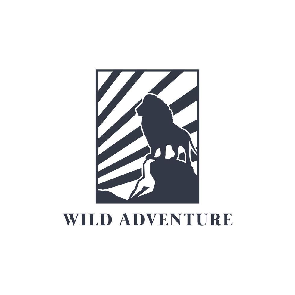 design de logotipo de vetor de aventura selvagem rei leão