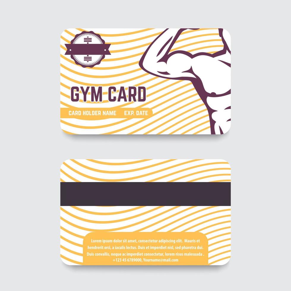 clube de fitness, design de cartão de ginásio com atleta forte, ilustração vetorial vetor