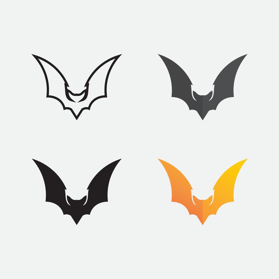 animal e vetor de logotipo de morcego, conjunto de asas, preto, halloween, vampiro, gótico, ilustração, ícone de morcego de design