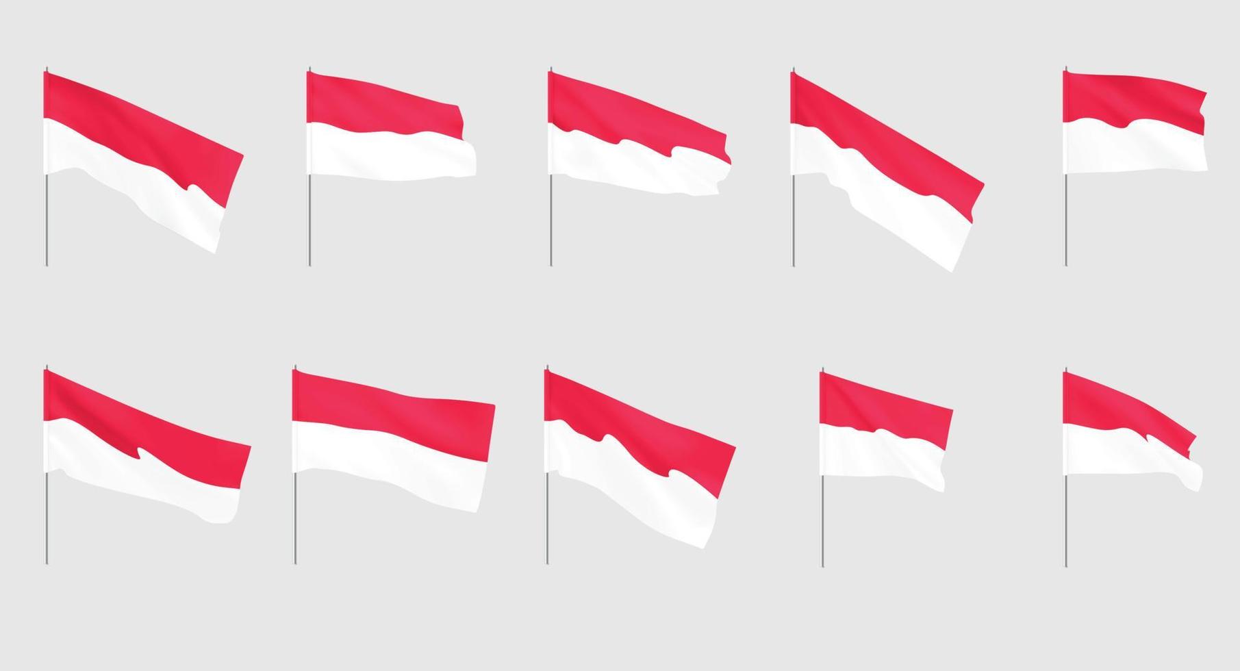 bandeiras de Mônaco. conjunto de bandeiras nacionais de Mônaco realistas. vetor