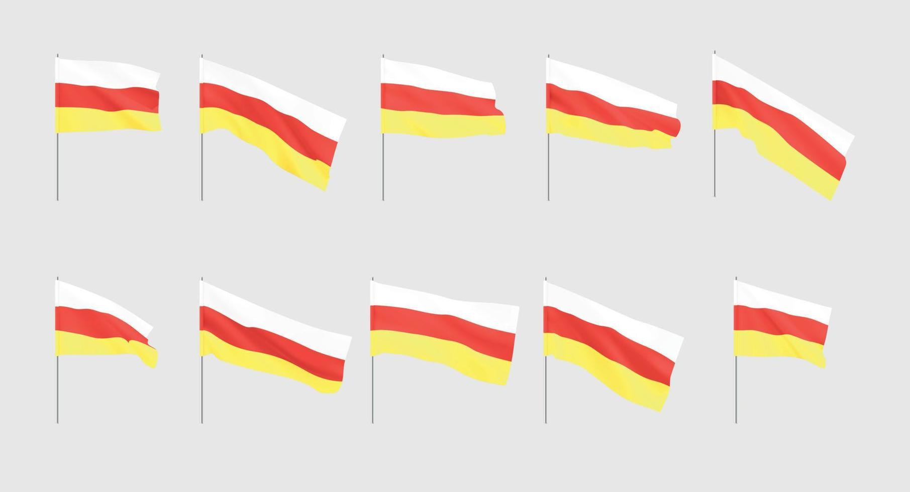 bandeiras da ossétia do sul. conjunto de bandeiras nacionais da Ossétia do Sul realistas. vetor