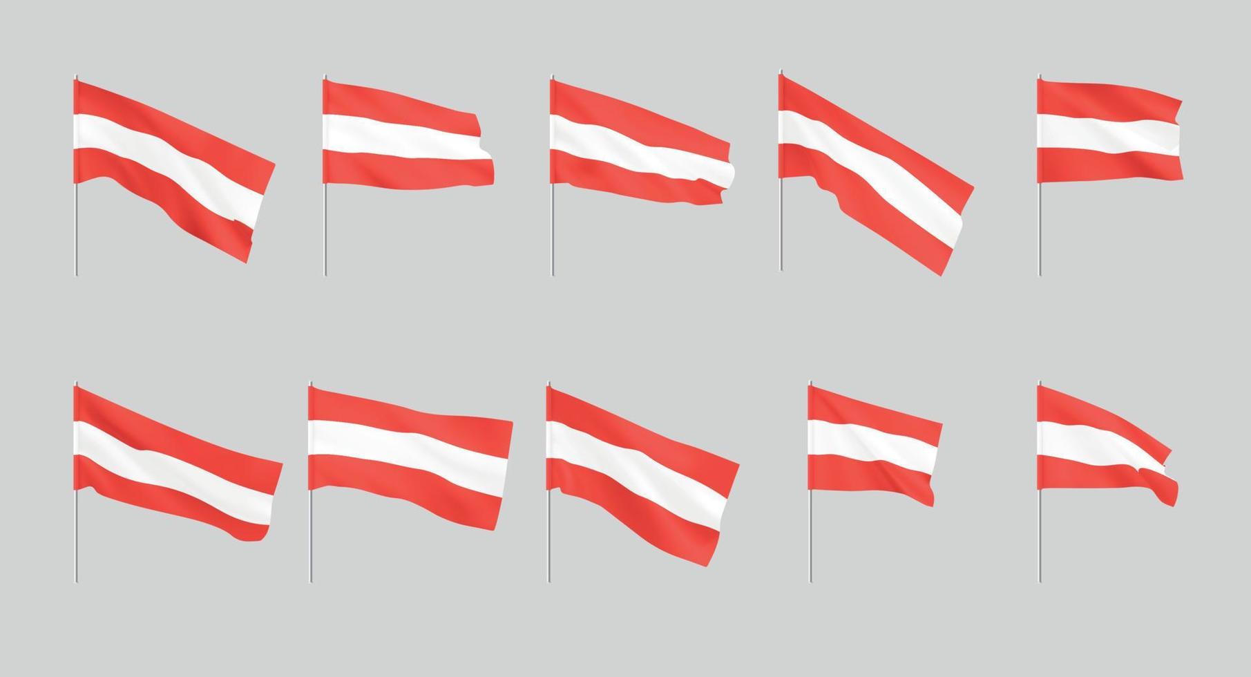 bandeiras da Áustria. conjunto de bandeiras realistas nacionais áustria. vetor