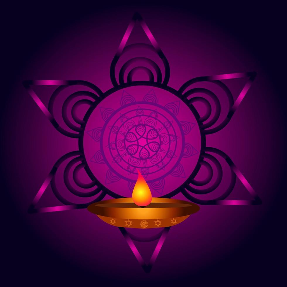 feliz Diwali. festival de papel de parede de design de cartaz de luzes. o fundo com elementos de flores e vetores de mandala