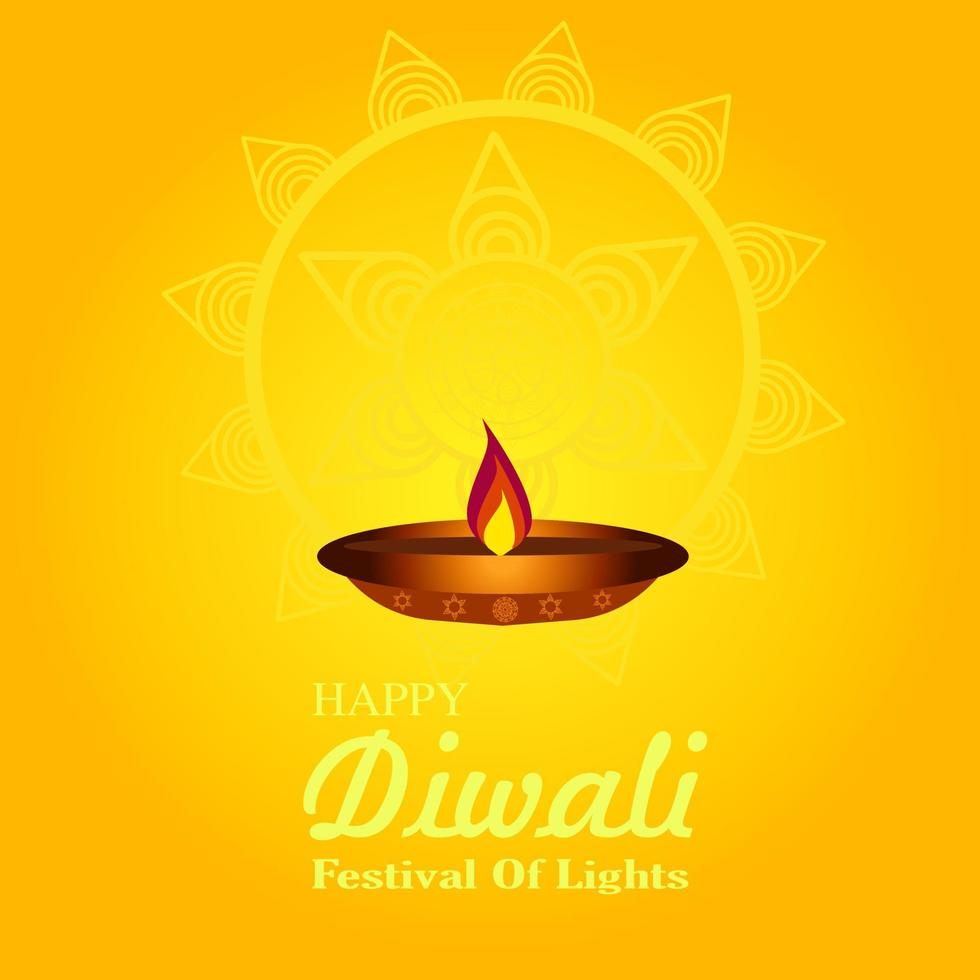 feliz Diwali. festival de papel de parede de design de cartaz de luzes. o fundo com elementos de flores e vetores de mandala